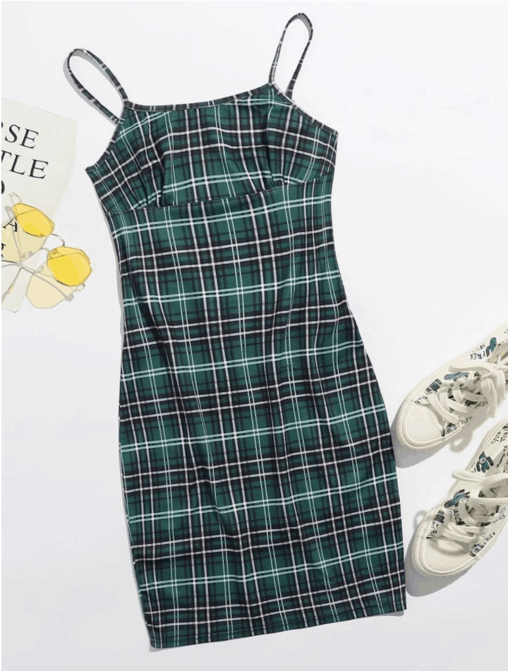 Plaid-cami-dress-emily-paris