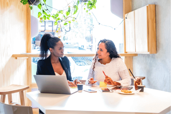 Two women having informational interview