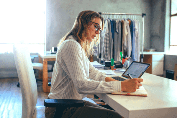 Midlife Career woman writing as her side hustle.