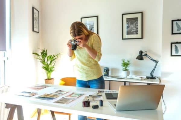 Woman working on a side project