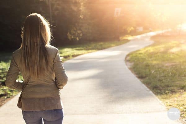 middle age woman going for a walk