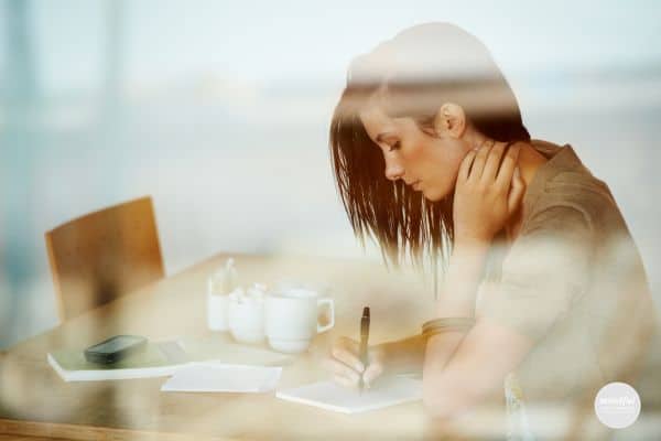 middle-age woman doing a year-end check-in