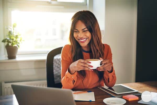 Woman feeling happy and confident.